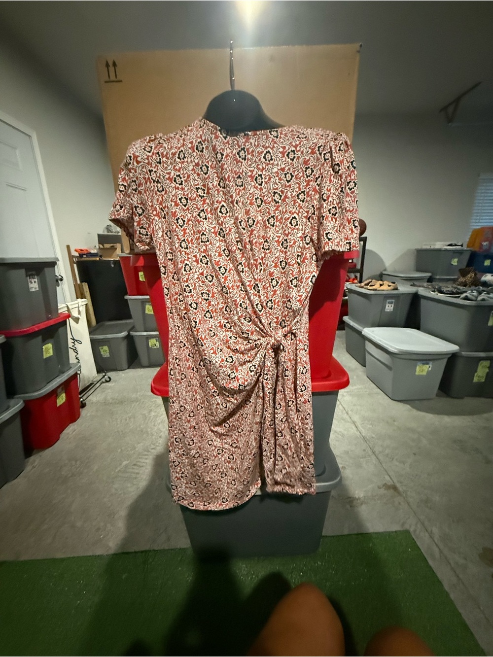 Floral Tie-Front Pink Short Sleeve Dress 91